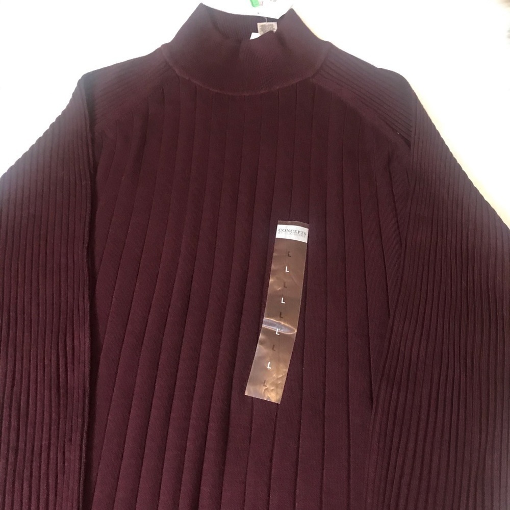 Ribbed Mock Neck Wine Deep Red Size Large NWT
